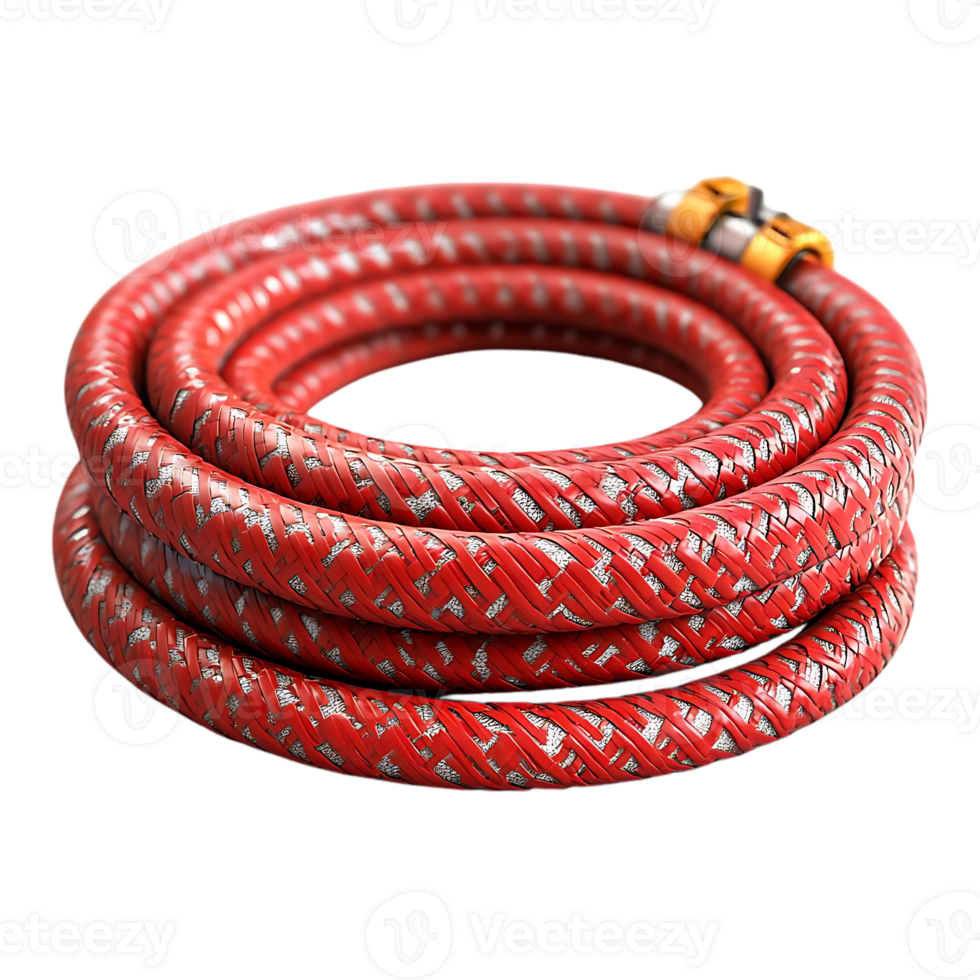 Red Coiled Garden Hose with Transparent Background png