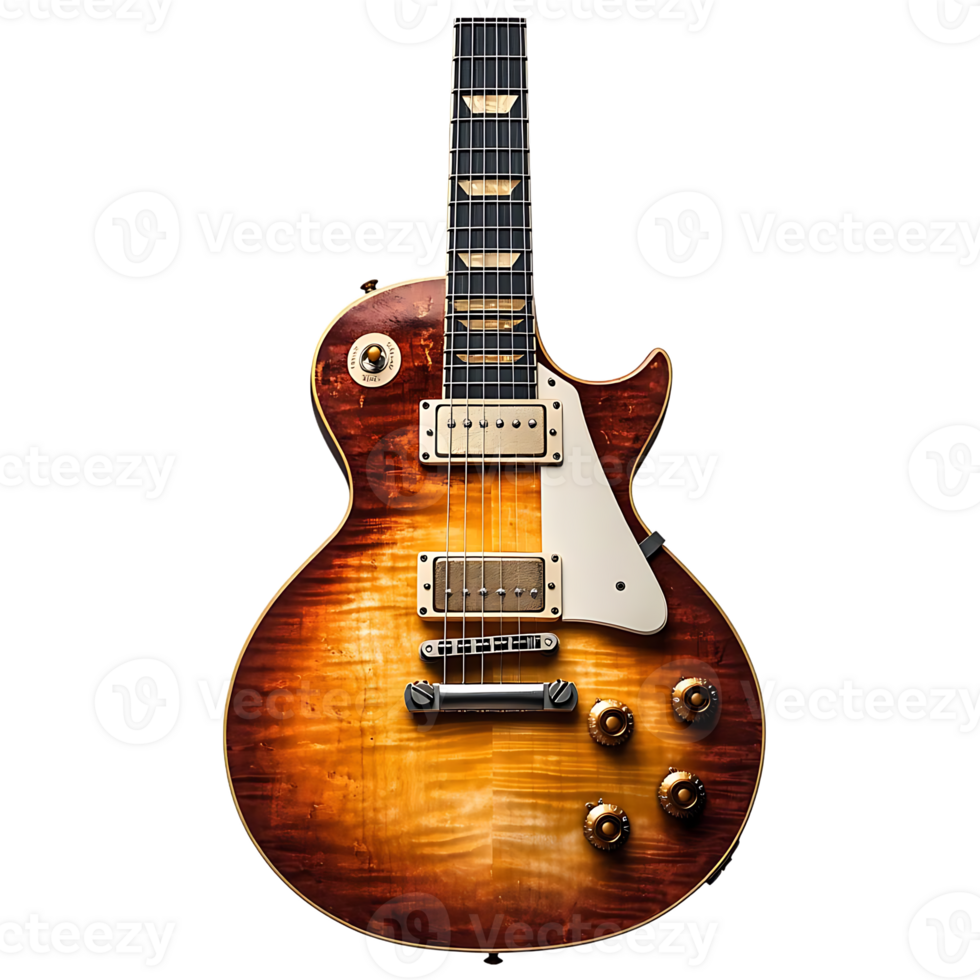 A Vintage Les Paul Guitar with a Transparent Background, Perfect for Music Lovers png
