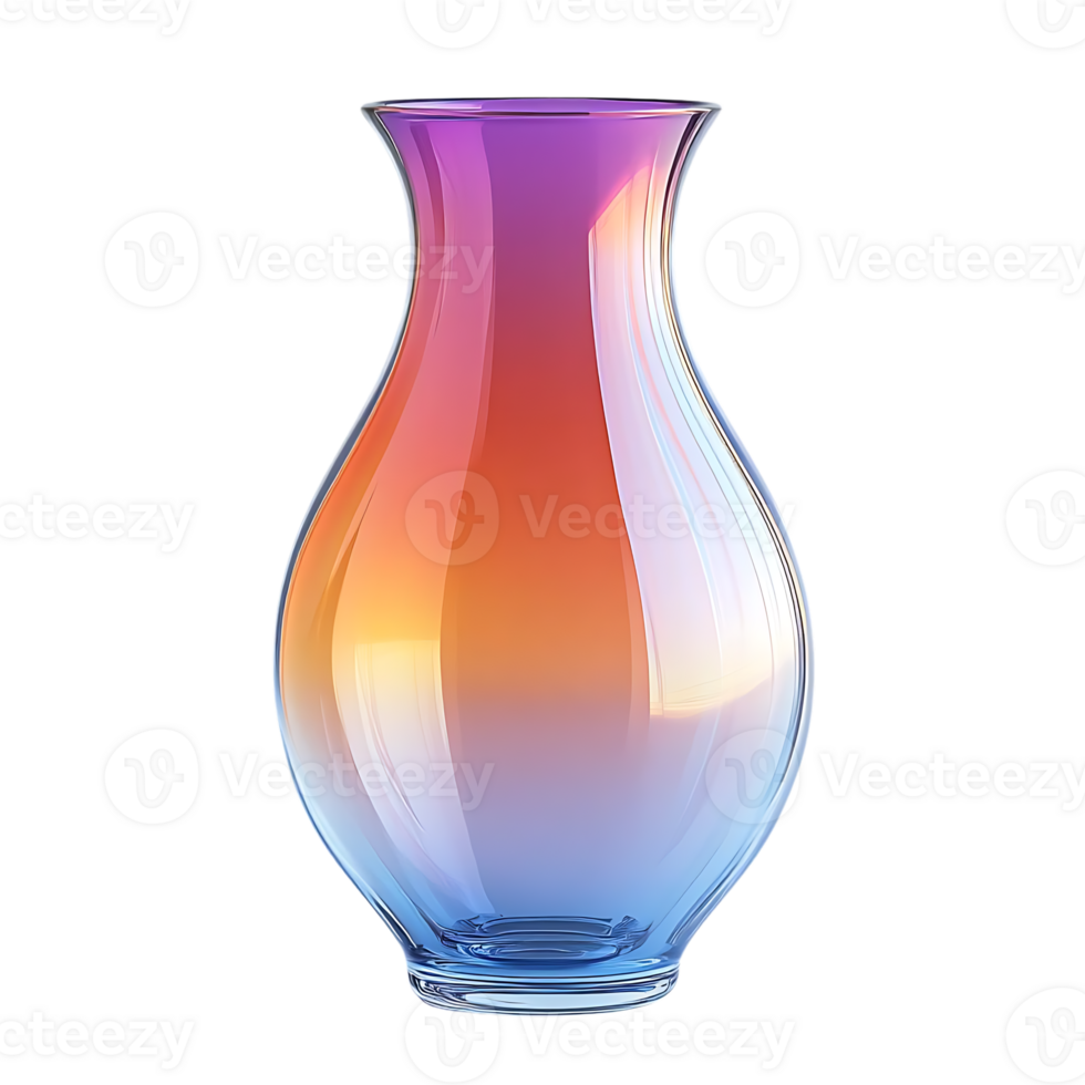 Glass Vase with Gradient Color from Purple to Blue, a Transparent Background Design png