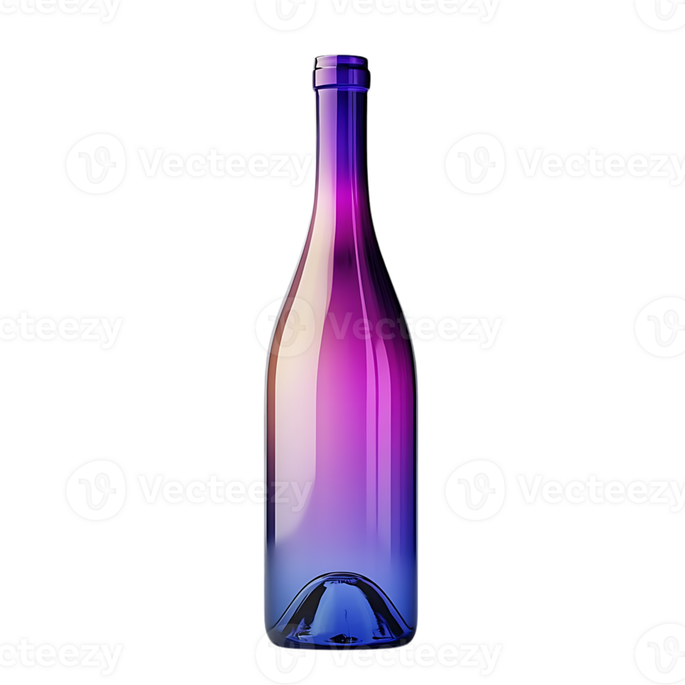 Purple and Blue Glass Wine Bottle with Transparent Background png