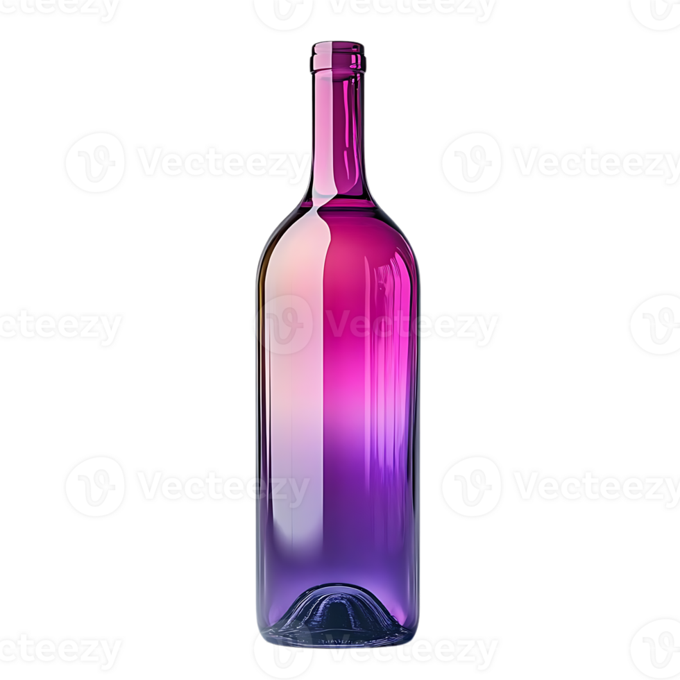 A Vibrant Pink and Purple Wine Bottle with a Transparent Background - Perfect for Mockups and Designs png