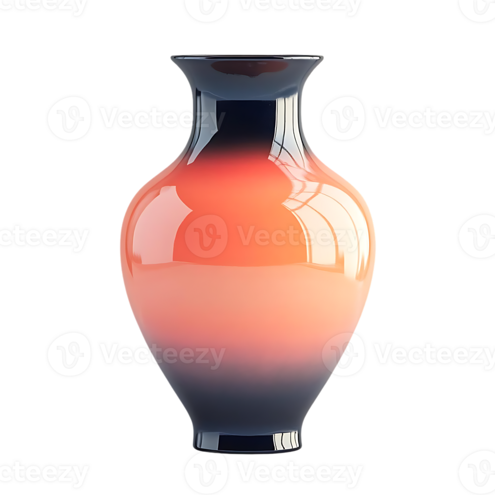 Elegant Gradient Ceramic Vase with Transparent Background, Ideal for Home Decor and Flower Arrangements png