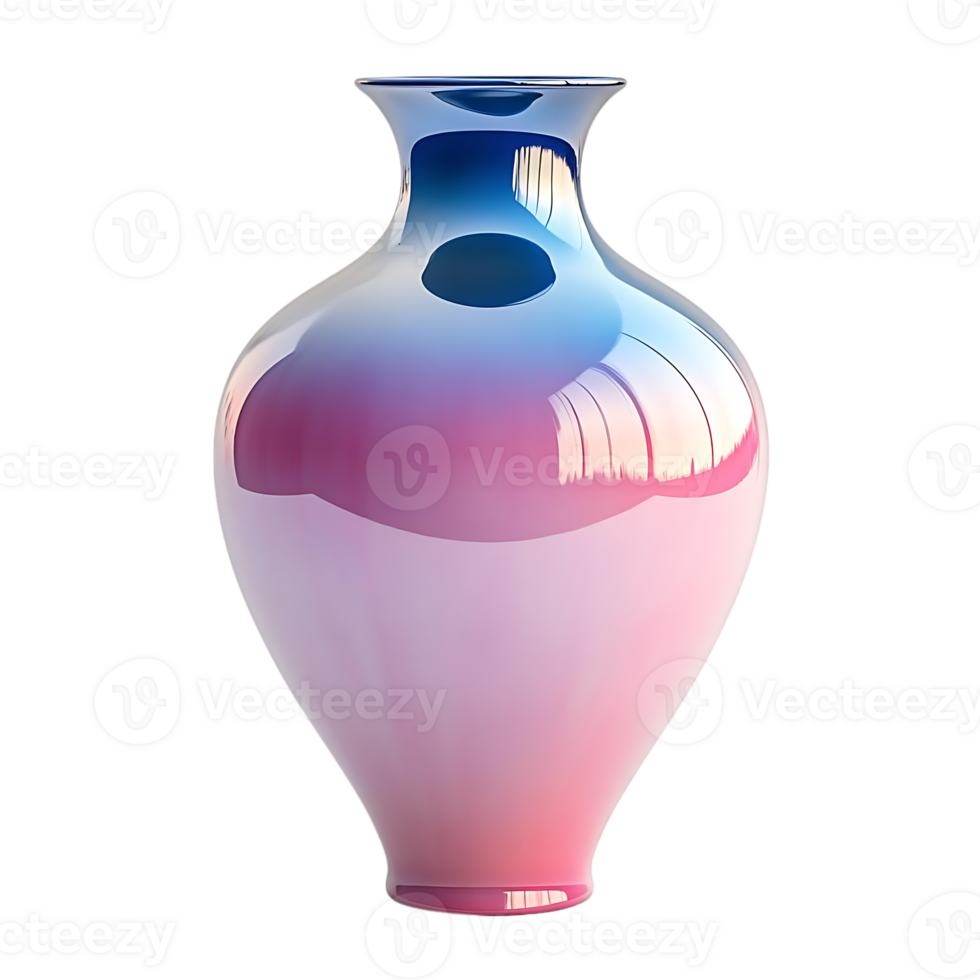 Elegant Pink and Blue Ceramic Vase with Transparent Background png