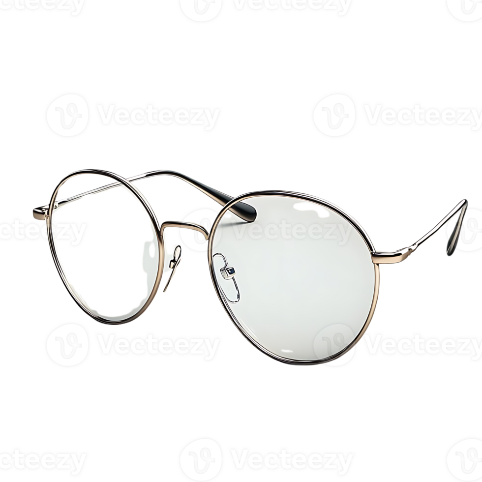 Round Metal Frame Glasses with Transparent Background, Modern and Stylish Eyewear for Everyday Wear. png