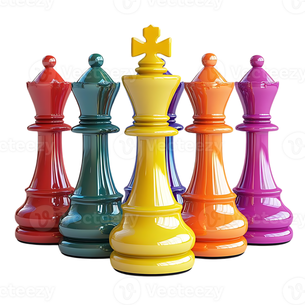 Colorful Kings Stand Tall Against a Transparent Background, Representing Unity in Diversity with a Regal Touch png