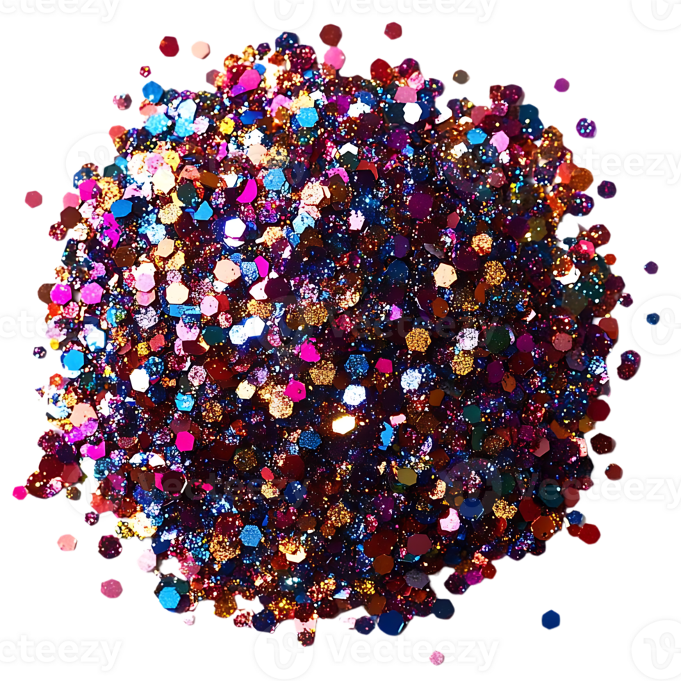 Sparkling Multicolored Glitter Creates a Shimmering Effect Against a Transparent Background png