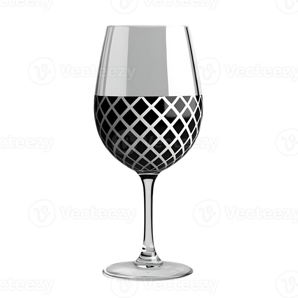 Black and White Diamond Pattern Wine Glass with Transparent Background png