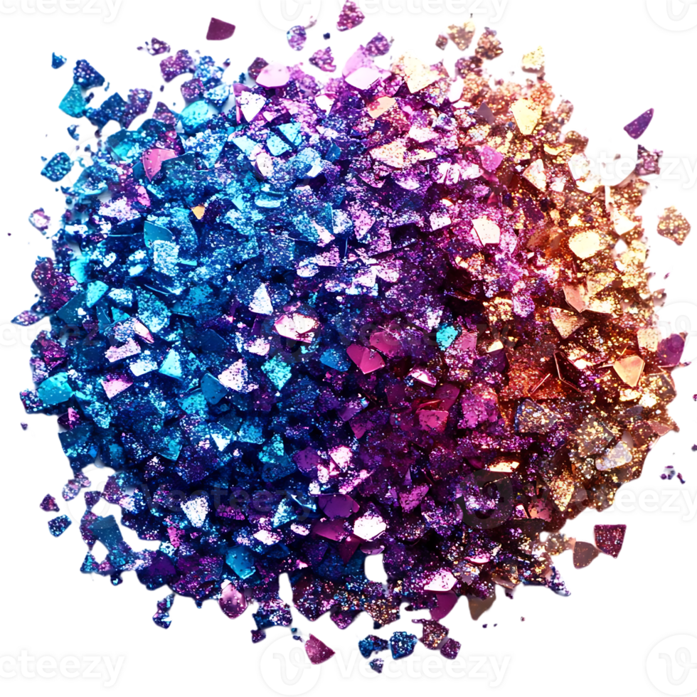 Sparkling Glitter in Blue, Purple, and Gold Hues with a Transparent Background, Shimmering and Vibrant for Festive Crafts and Designs png