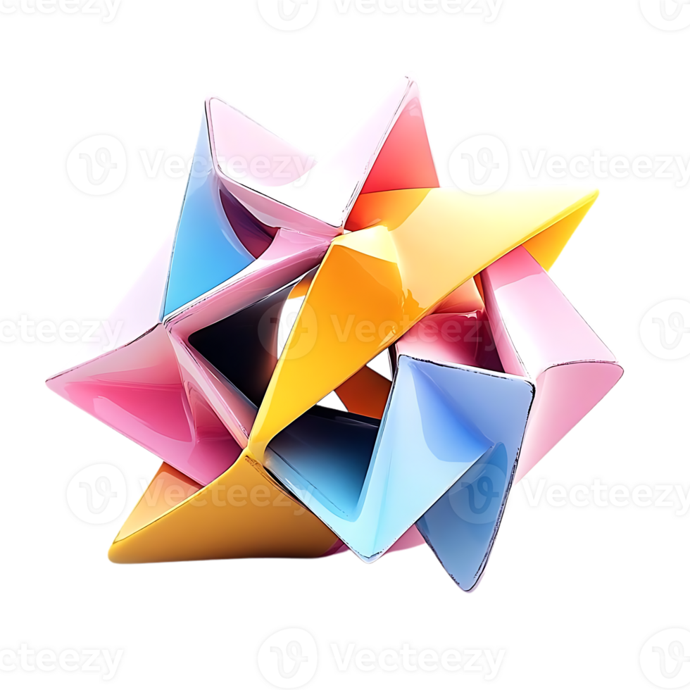 Abstract Geometric Shapes Intertwined, Creating a Vibrant and Colorful Composition with a Transparent Background png