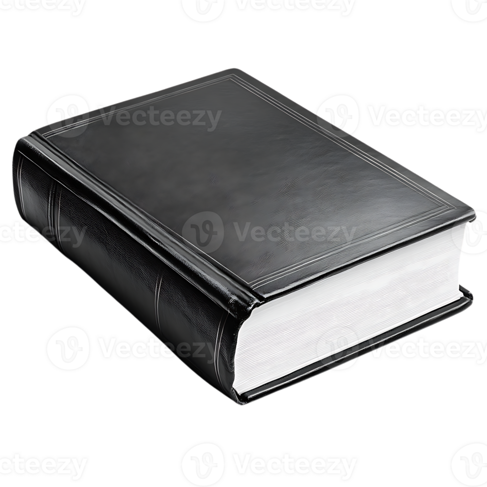 Black Leather Bound Book with Transparent Background, a Classic Volume with Clean Lines and a Smooth Finish png
