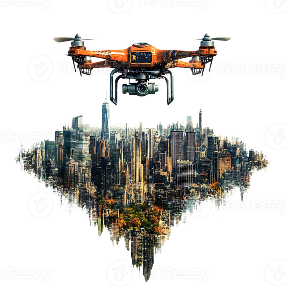 Drone Captures Stunning Aerial View of New York City with Transparent Background png