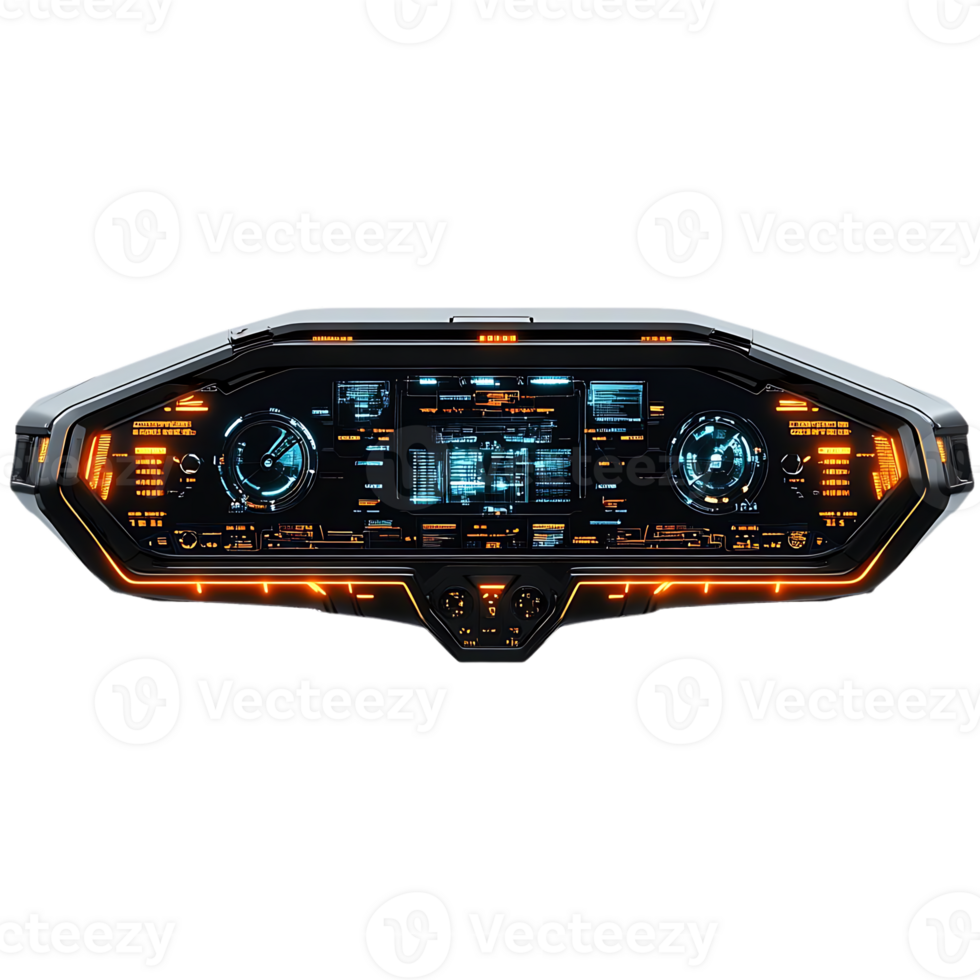 Futuristic Sci-Fi HUD with Orange Glowing Lights and a Transparent Background png