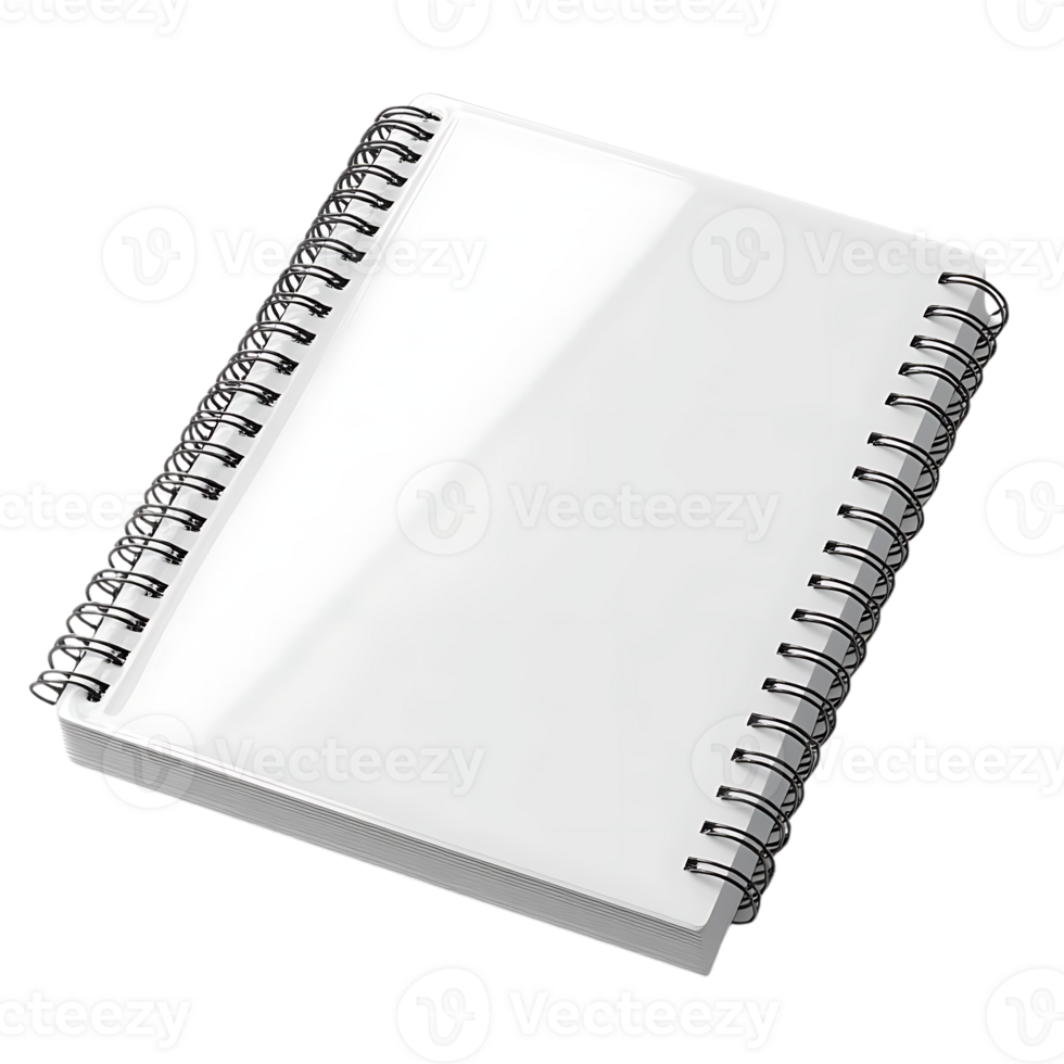 Blank Spiral Notebook with Transparent Background, Ideal for Mockups and Designs png