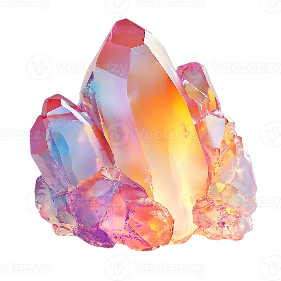 Rainbow Aura Quartz Crystals with a Transparent Background png