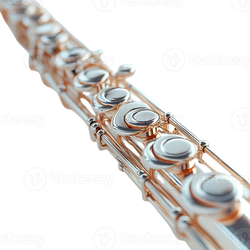 A Silver Flute Rests Against a Transparent Background png