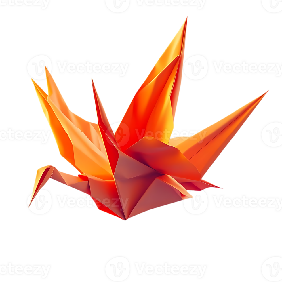 Origami Crane Takes Flight on a Transparent Background png