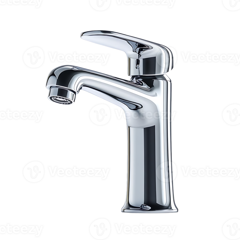 Chrome Bathroom Faucet with Transparent Background, Modern Design for Contemporary Homes png