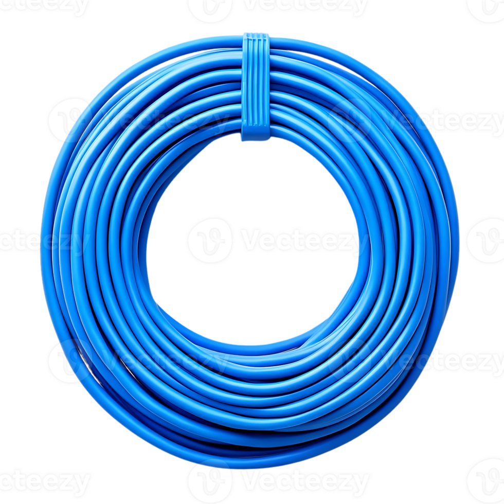 Blue Coiled Cable with Transparent Background, a Striking Visual of Electrical Wire png