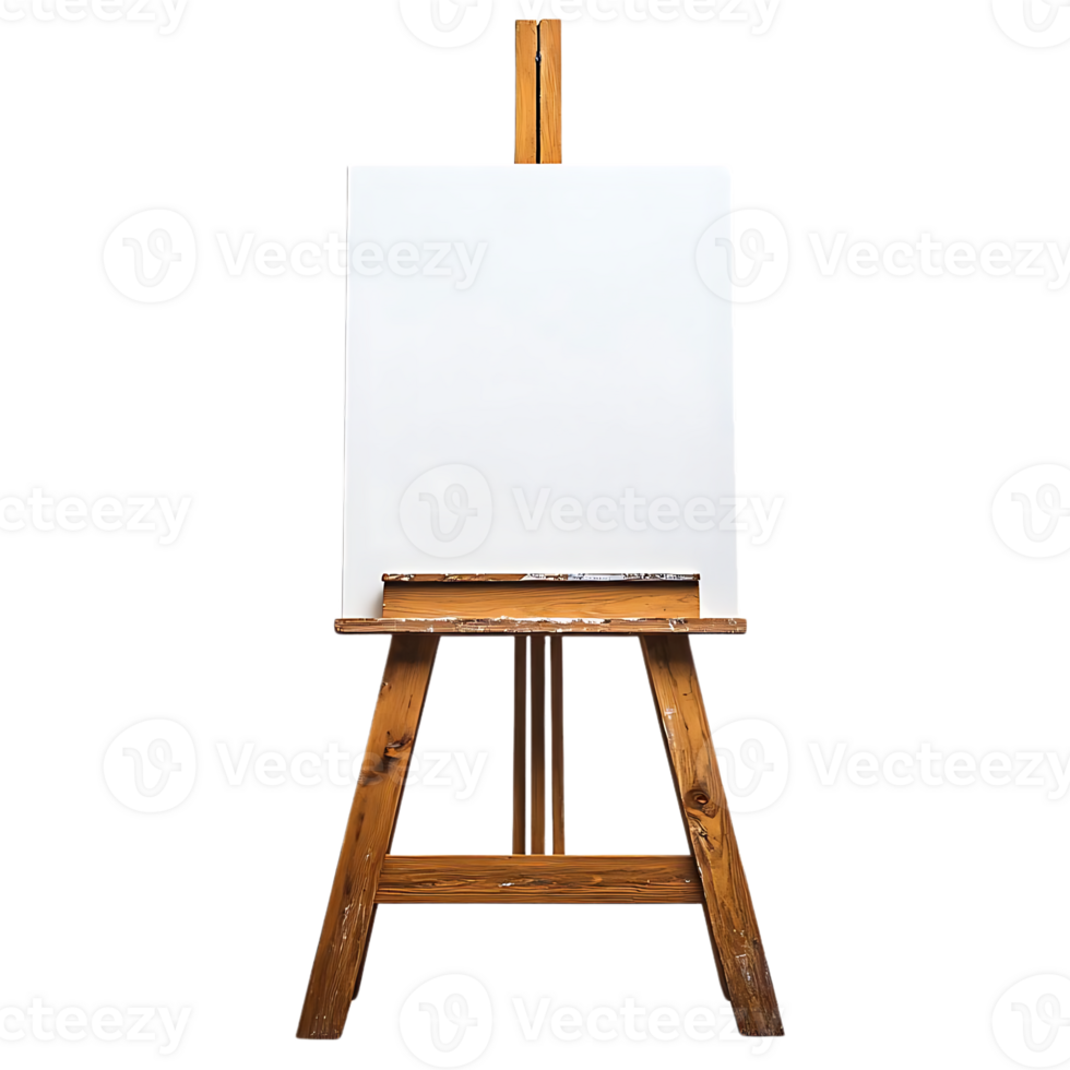 Blank Canvas on Wooden Easel with a Transparent Background, Ready for Your Artistic Vision png