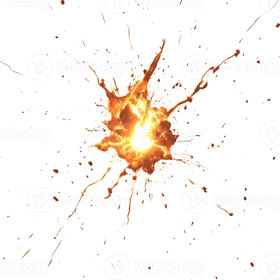 Orange Splatter with Transparent Background, a Dramatic and Vibrant Illustration of a Paint Explosion png