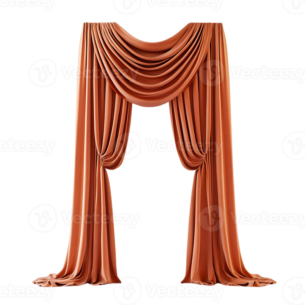 Orange Curtains with Transparent Background, Draped and Flowing Elegantly for a Modern and Stylish Look png