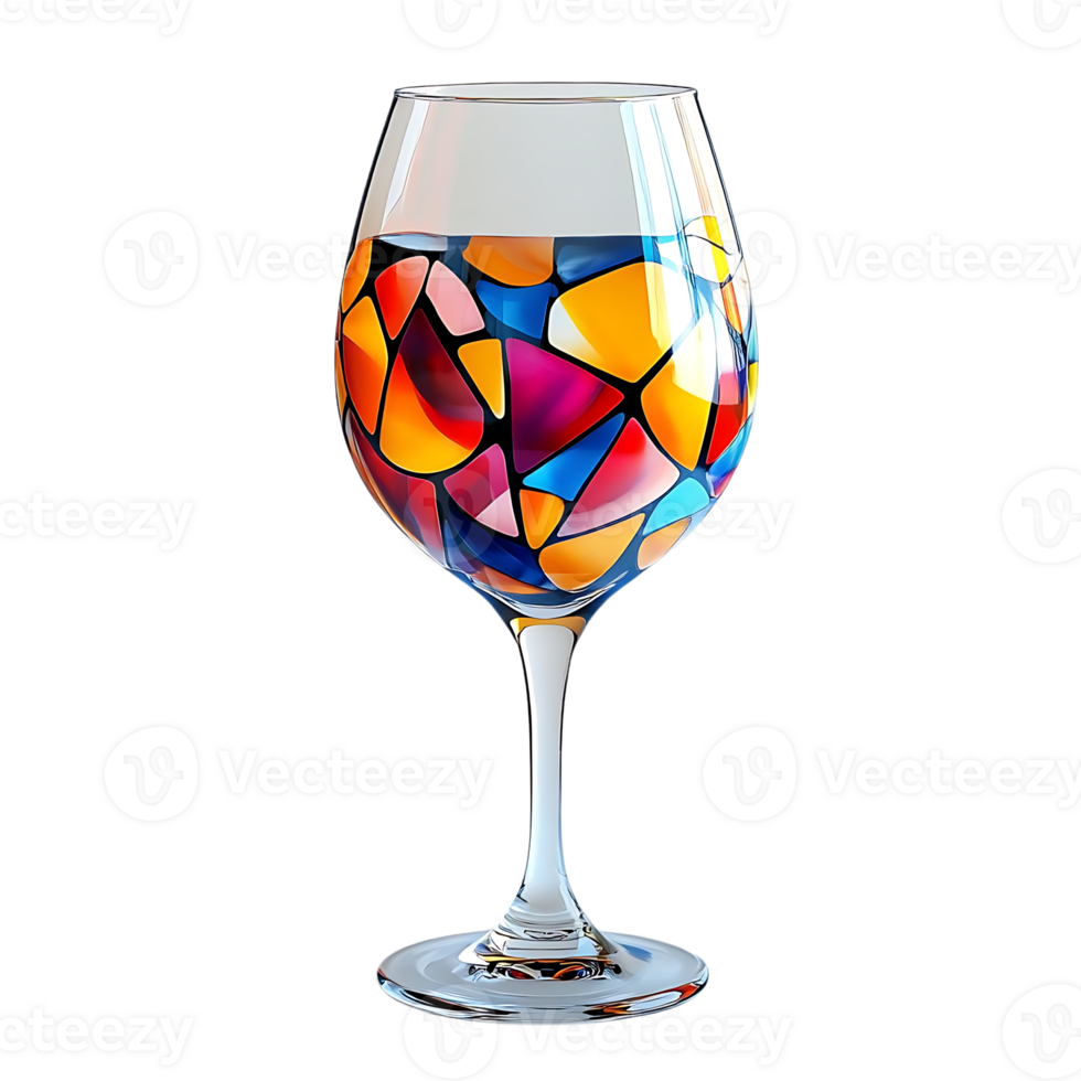 Colorful Stained Glass Wine Glass with a Transparent Background png