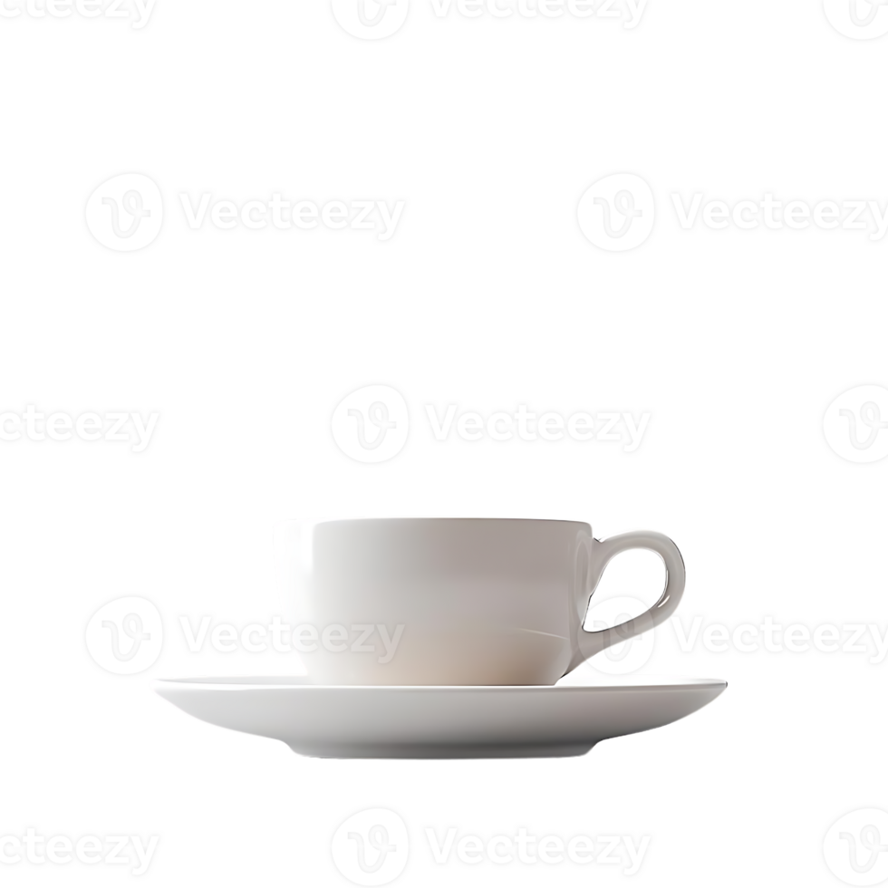 Empty White Coffee Cup on a Saucer with Transparent Background png