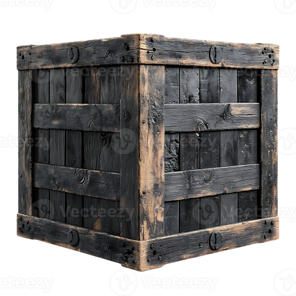 Black Wooden Crate with Transparent Background png