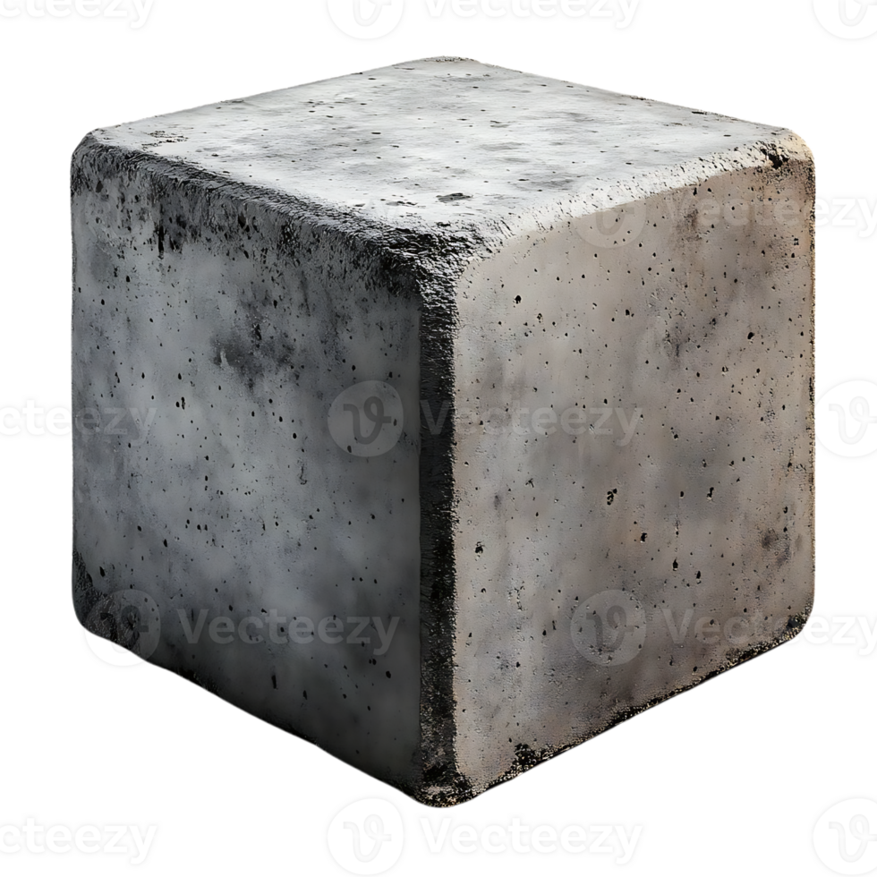 Concrete Cube with a Transparent Background, Isolated and Ready to Use in Your Design Projects png