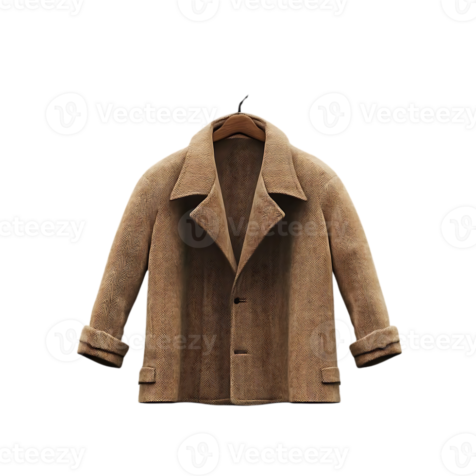 Brown Corduroy Jacket Hanging on Hanger with Transparent Background, Perfect for Fall and Winter png