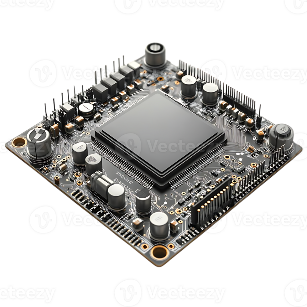 Circuit Board with Transparent Background - A Close-Up View of a Complex Electronic Component png