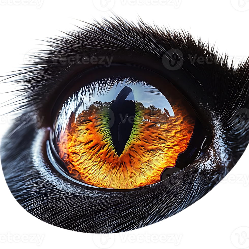 A Close-Up View of a Dog's Eye with a Transparent Background, Capturing the Intricate Details and the Reflection of Nature png