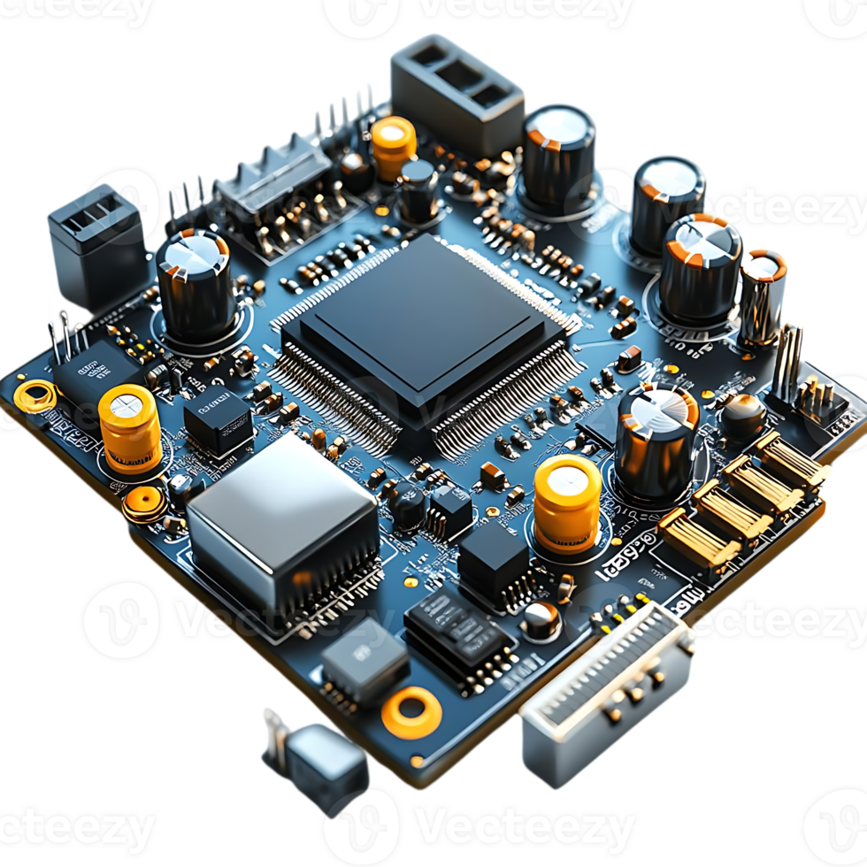 Circuit Board with Components and a Transparent Background png