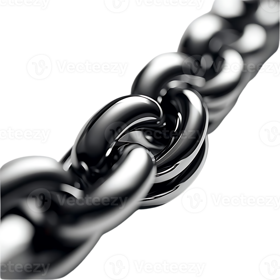 Shiny Silver Chain Links Interlocking on a Transparent Background png