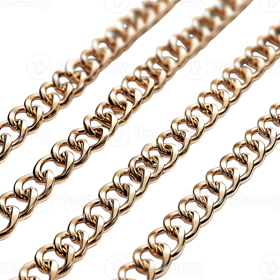 Gold Chains with a Transparent Background, Perfect for Jewelry Design and Mockups png