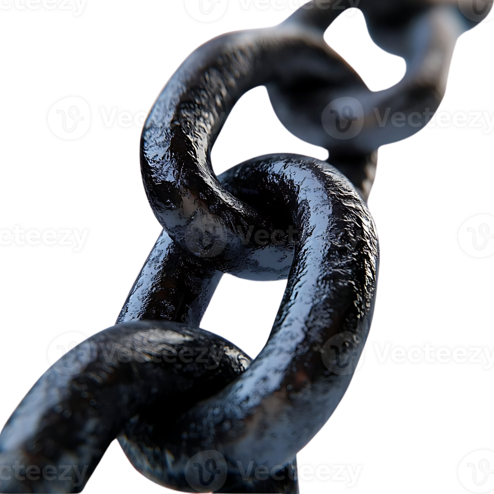 Black Metal Chain Links Interlocking, Forming a Strong and Durable Connection with a Transparent Background png