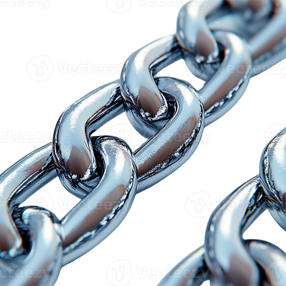 Shiny Metal Chain Links Interlocking with a Transparent Background png