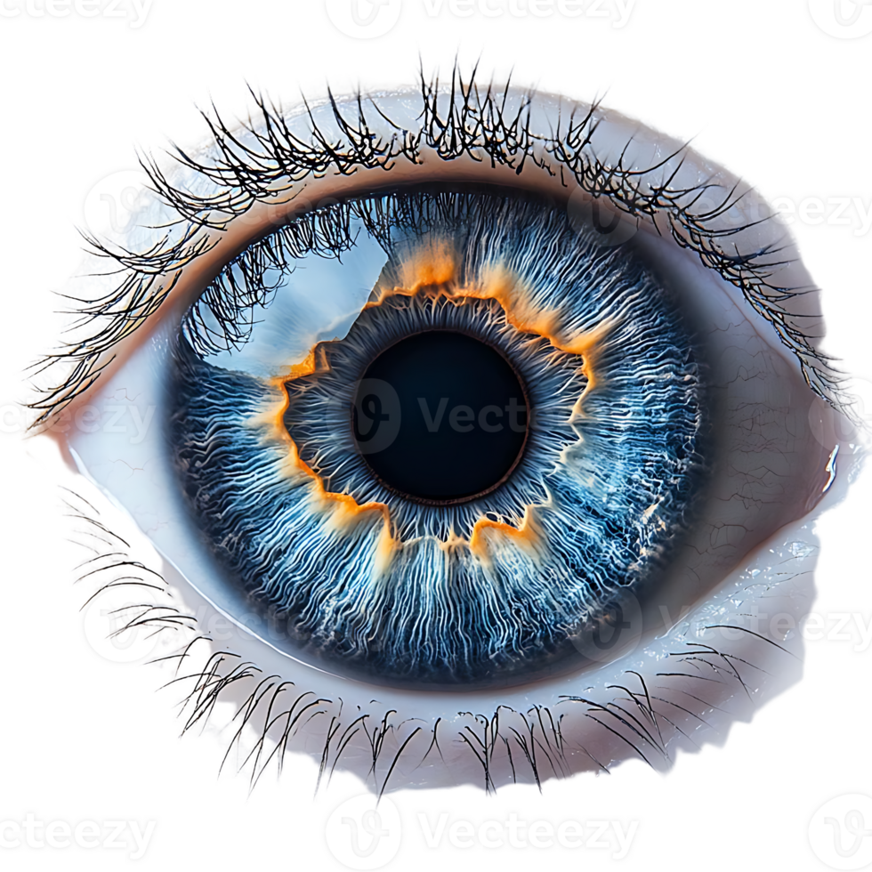 A Close-Up View of a Human Eye with a Transparent Background, Revealing Intricate Details and Colors png