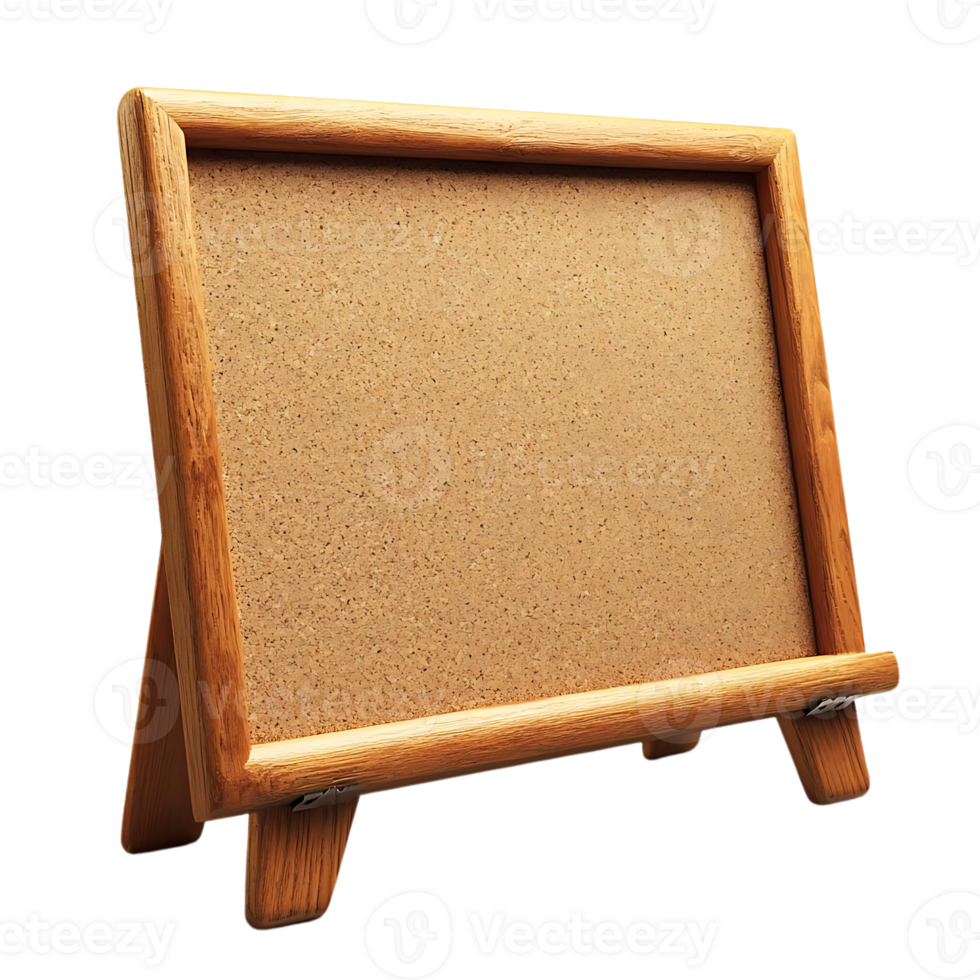 Wooden Corkboard Frame with Stand for Display and Organization, Perfect for Notes, Photos, and More with Transparent Background png