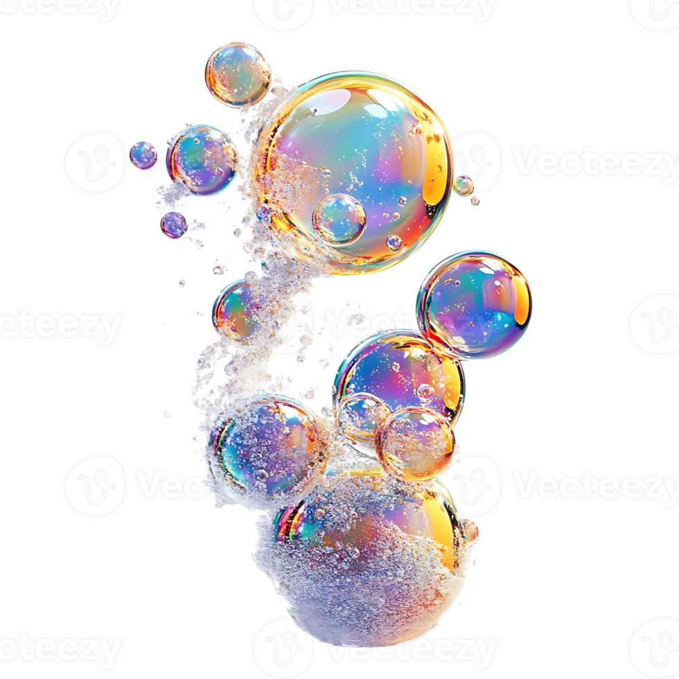 Rainbow Bubbles Rising in a Transparent Background png