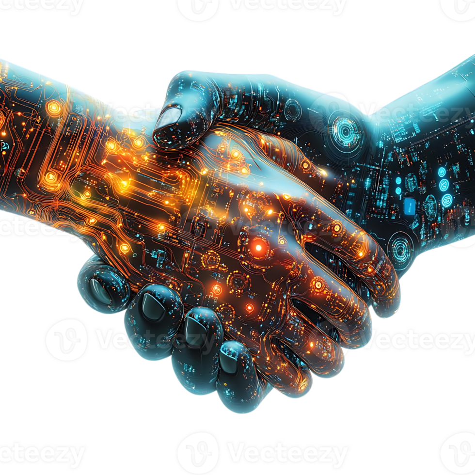 Cybernetic Hands Shake,  Digital  Partnership, Transparent Background png