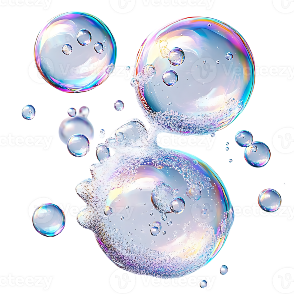 Sparkling Iridescent Bubbles with Transparent Background png