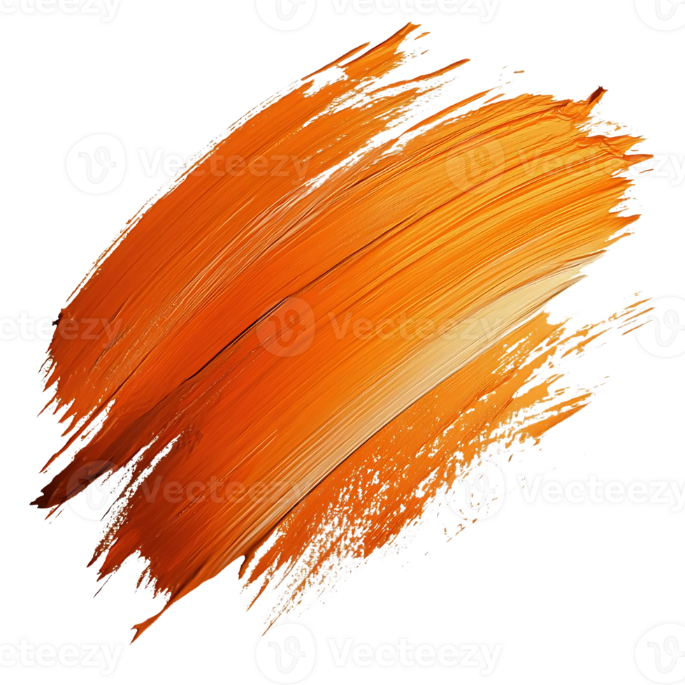 Orange Paint Brush Stroke on Transparent Background,  Artistic Abstract Design Element for Graphic Design png
