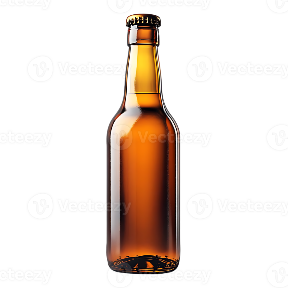 Brown Glass Beer Bottle with Transparent Background, Isolated, Mockup, Design, Template png