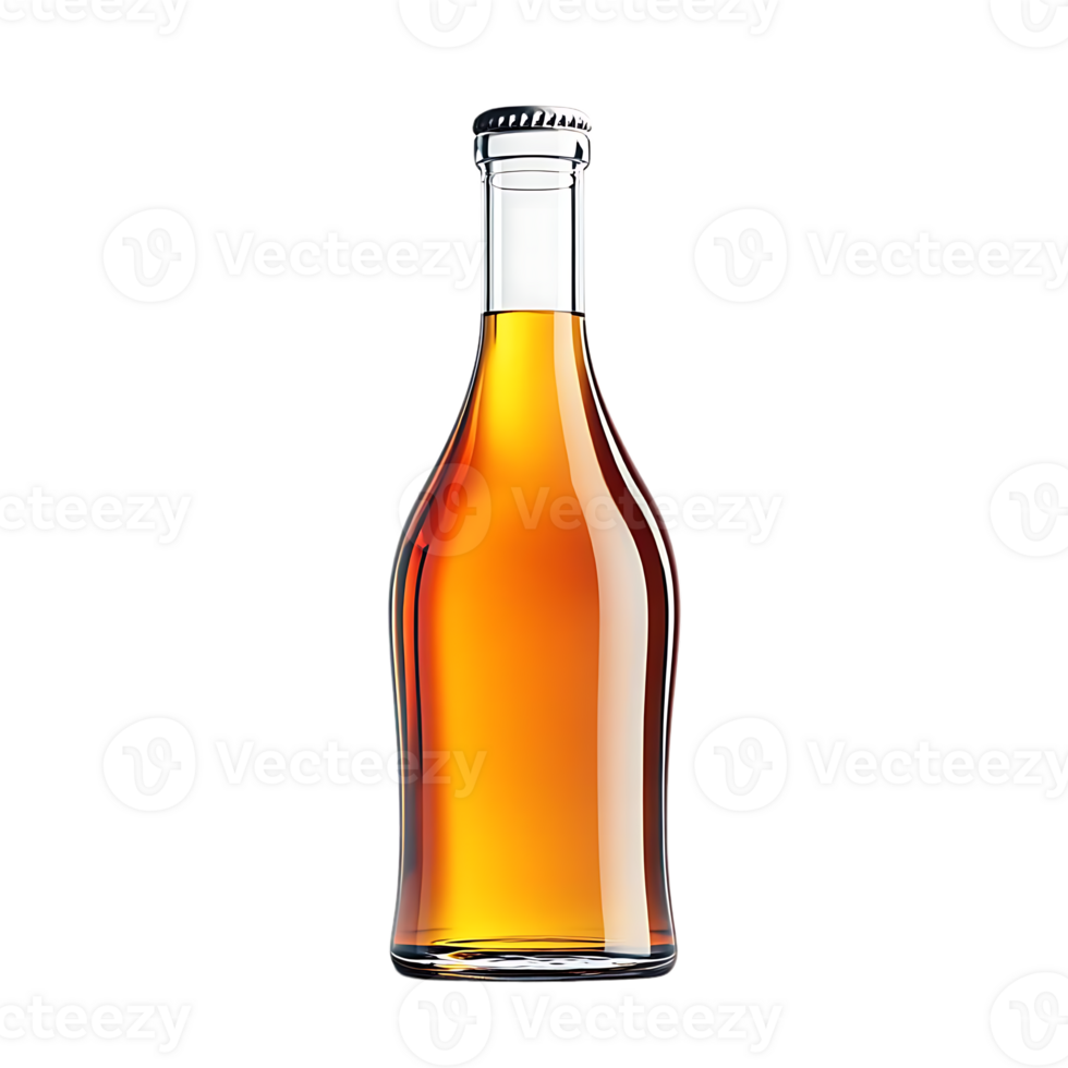 Glass Bottle of Amber Liquid with a Transparent Background png