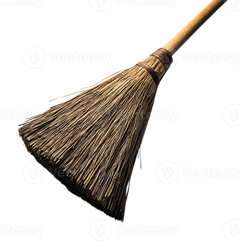 A Traditional Broom with a Transparent Background, Perfect for Cleaning and Decoration png