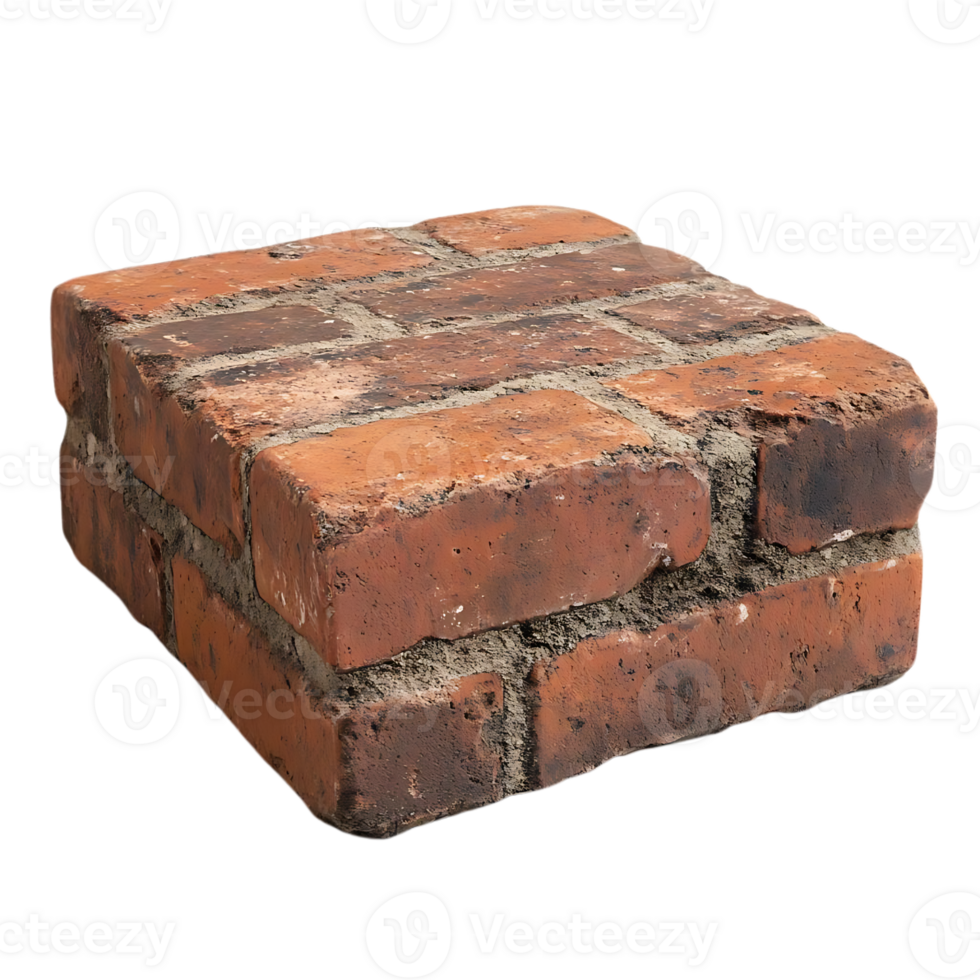 Red Brick with Mortar and a Transparent Background, A Textured Building Material with a Clean Cut png