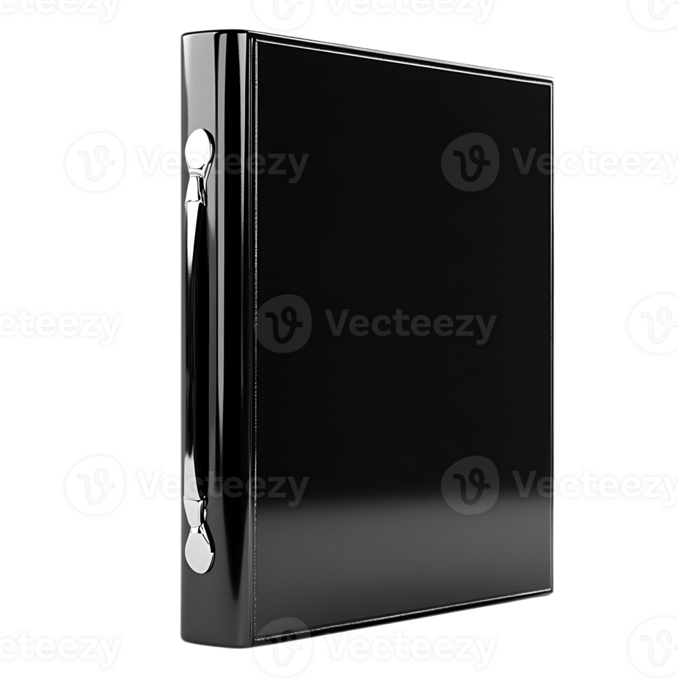 Black Binder with Silver Handle and Transparent Background png