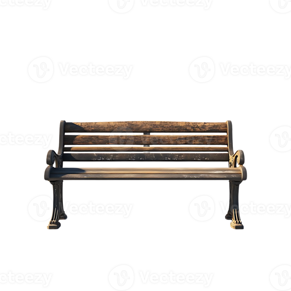 An Empty Wooden Park Bench with a Transparent Background png