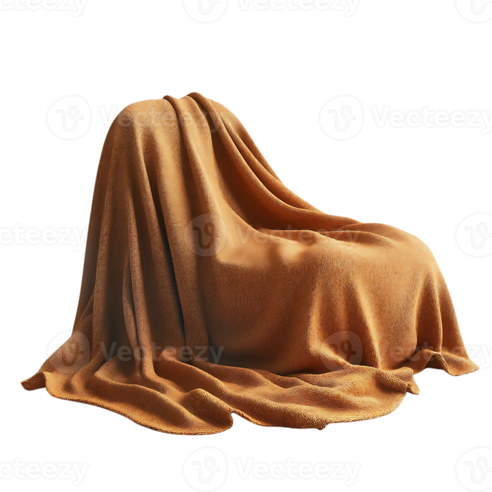 Orange couverture drapé plus de une chaise avec une transparent Contexte png